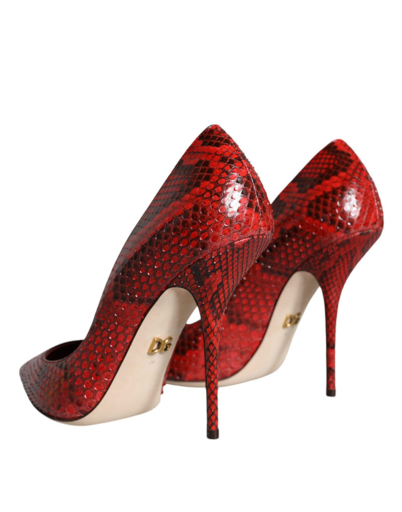 Dolce & Gabbana Red Python Leather Stiletto High Heels Pumps