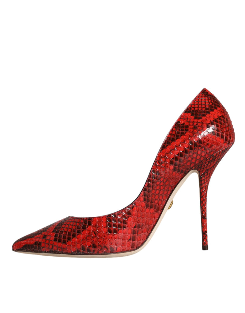 Dolce & Gabbana Red Python Leather Stiletto High Heels Pumps