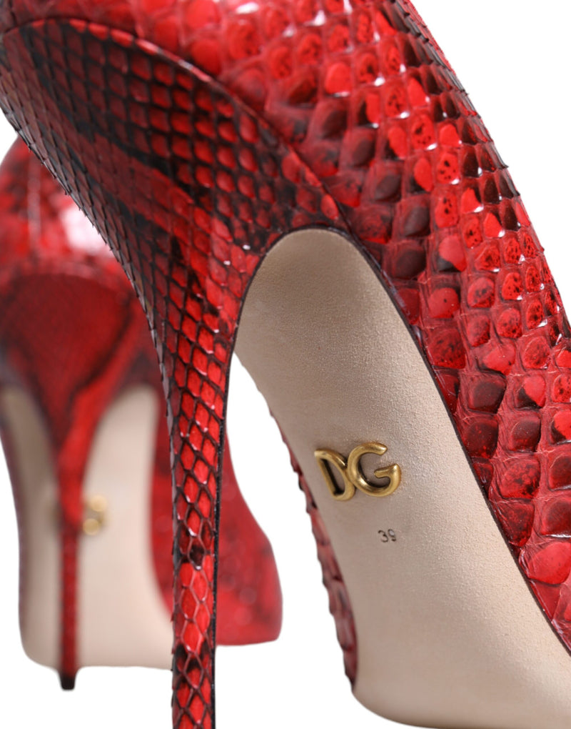 Dolce & Gabbana Red Python Leather Stiletto High Heels Pumps