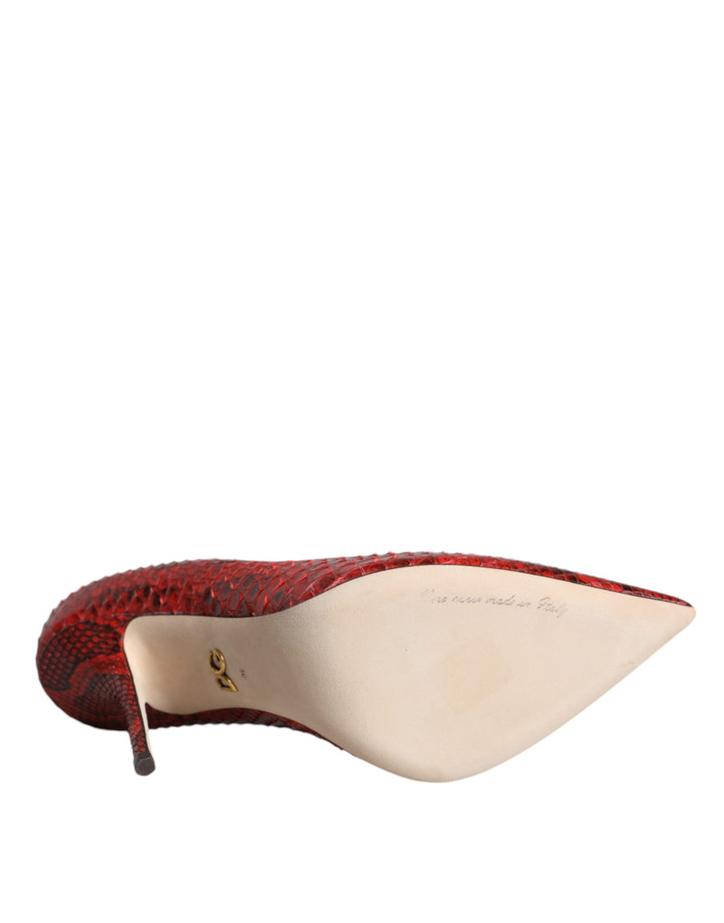 Dolce & Gabbana Red Python Leather Stiletto High Heels Pumps