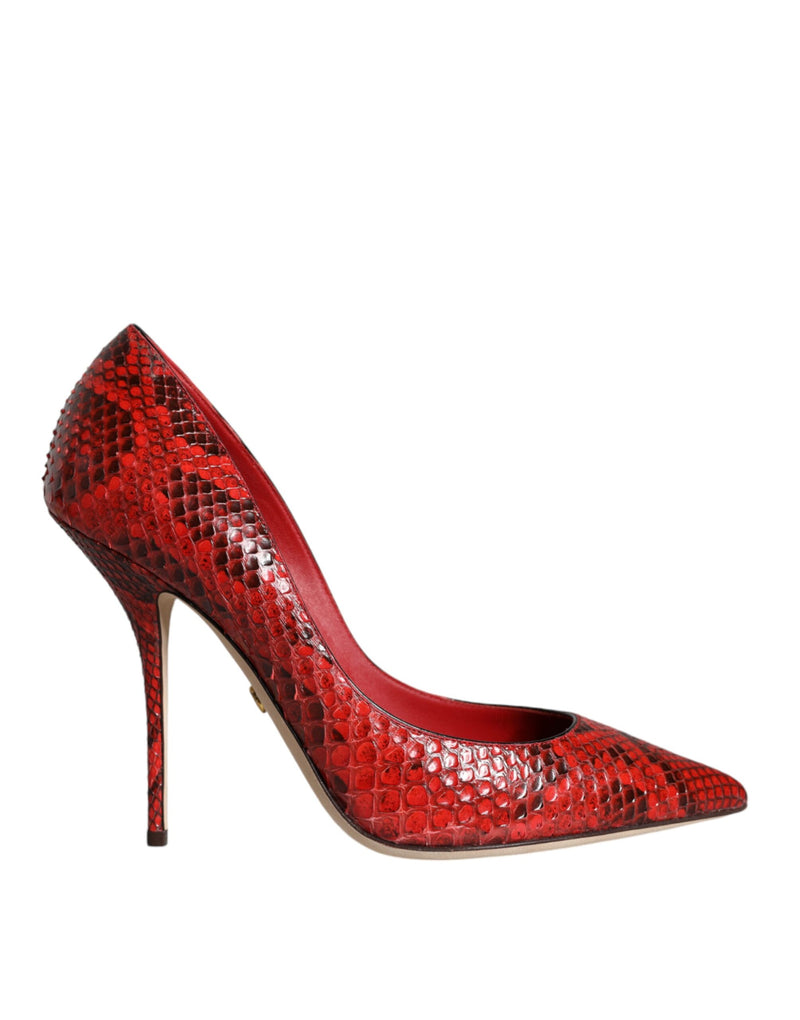 Dolce & Gabbana Red Python Leather Stiletto High Heels Pumps