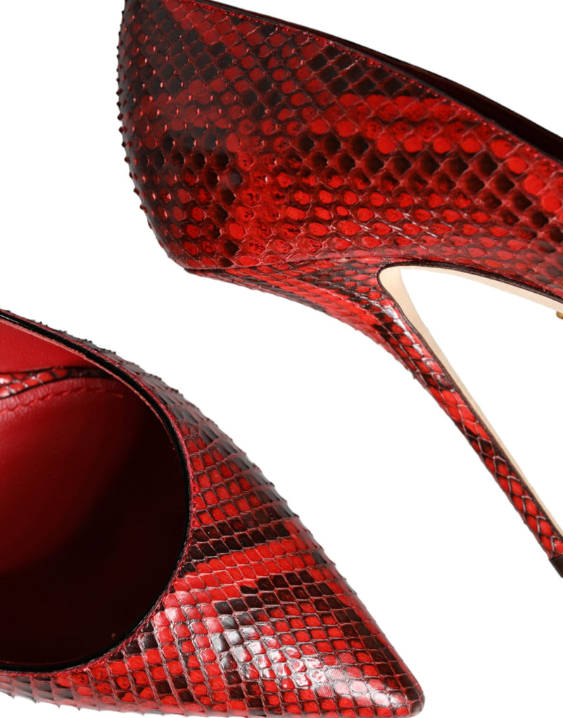 Dolce & Gabbana Red Python Leather Stiletto High Heels Pumps