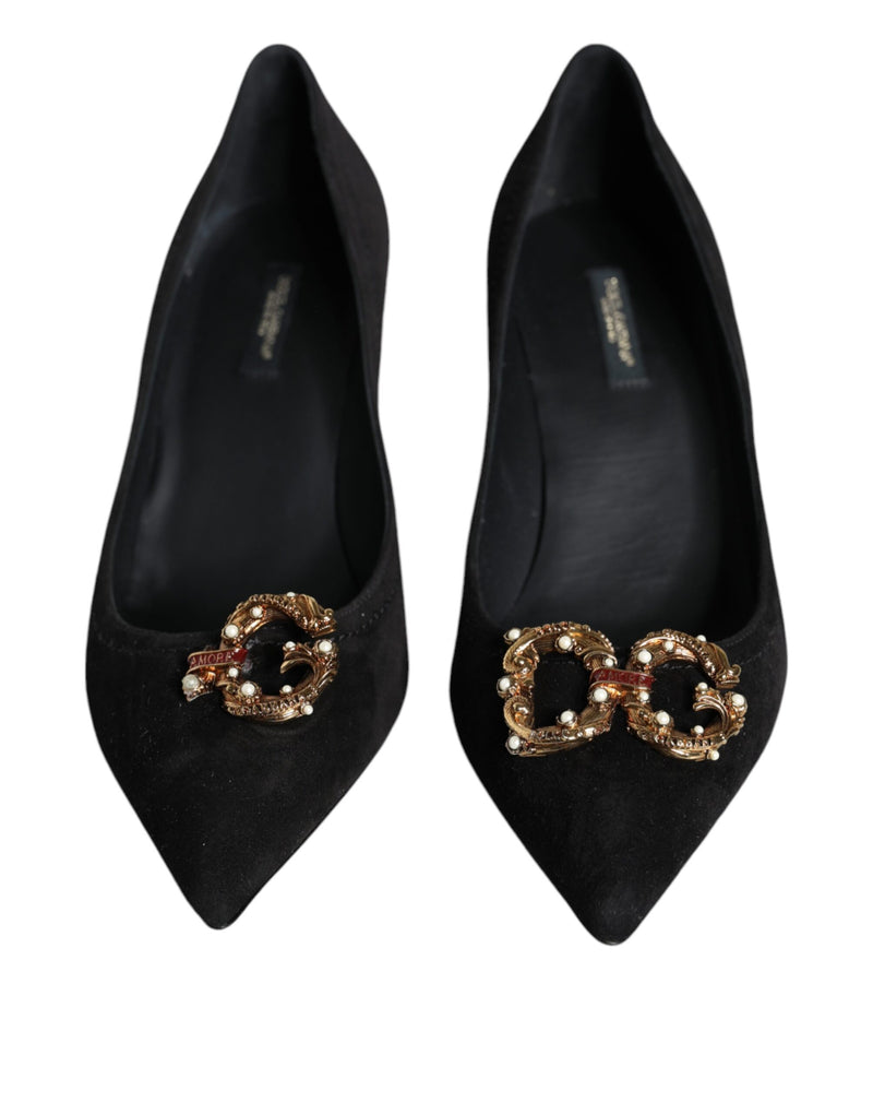 Dolce & Gabbana Black Amore Suede Bellucci Heels Pumps