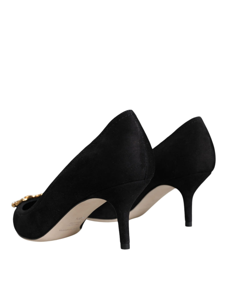 Dolce & Gabbana Black Amore Suede Bellucci Heels Pumps