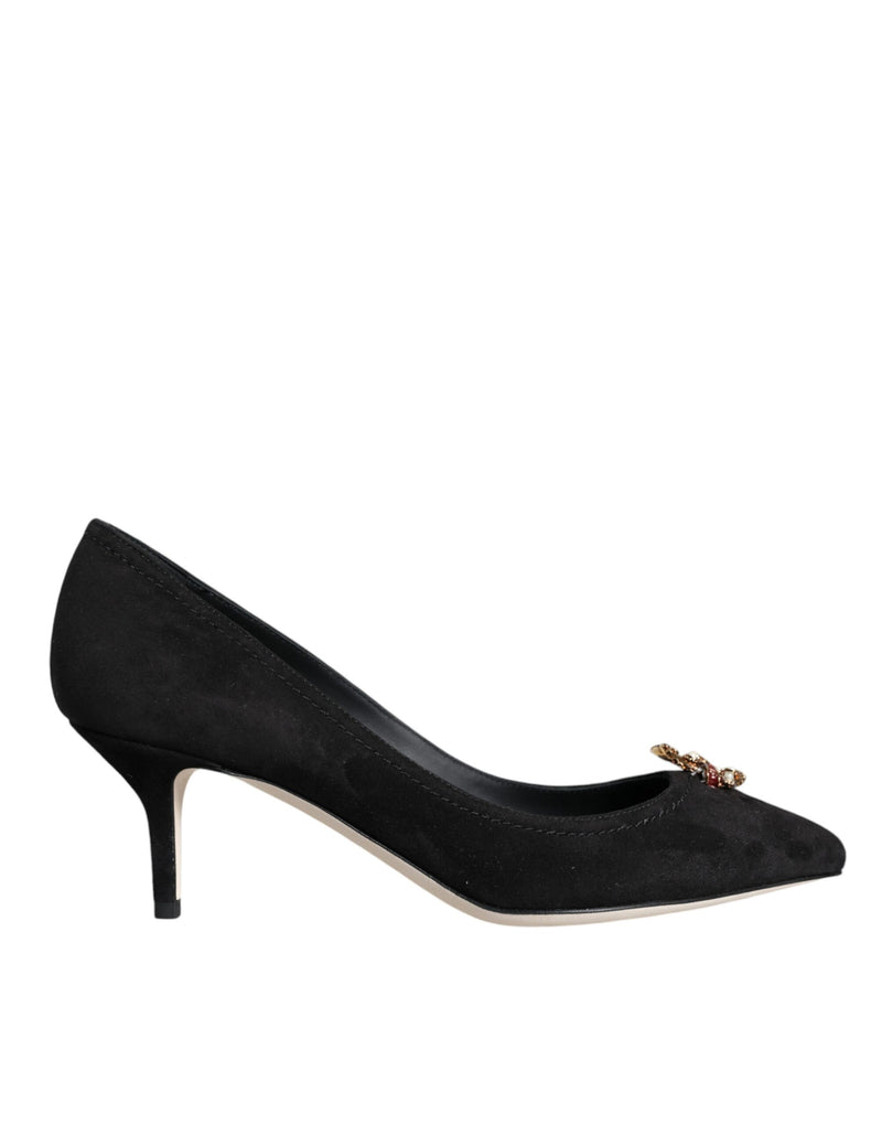 Dolce & Gabbana Black Amore Suede Bellucci Heels Pumps