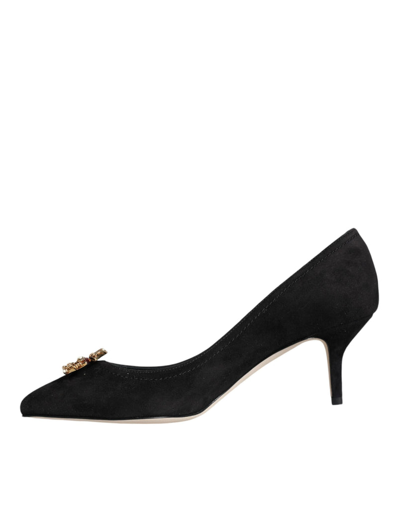 Dolce & Gabbana Black Amore Suede Bellucci Heels Pumps