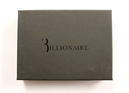 Portefeuille à deux volets en cuir marron de la collection couture italienne Billionaire