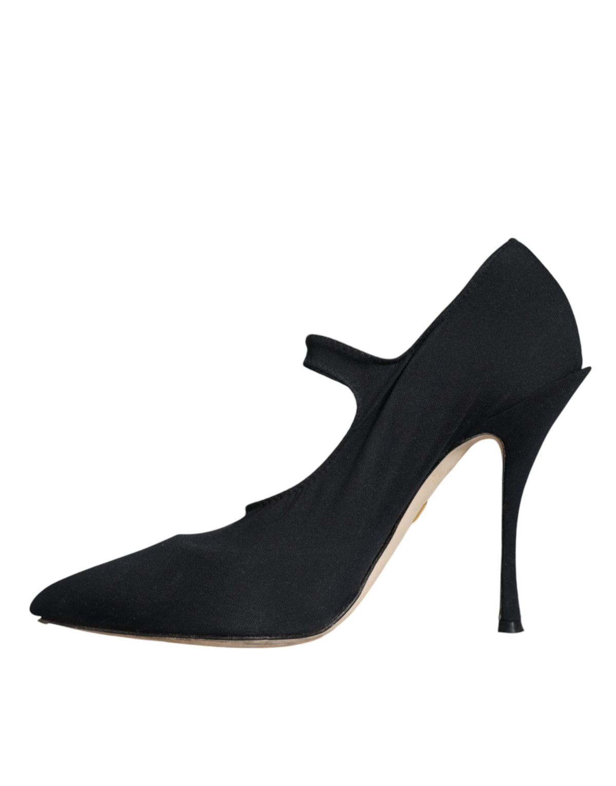 Dolce & Gabbana Black Mary Jane Jersey Crystal Pumps