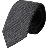 Cravate ajustable en soie à motif écossais gris foncé Dolce &amp; Gabbana pour homme