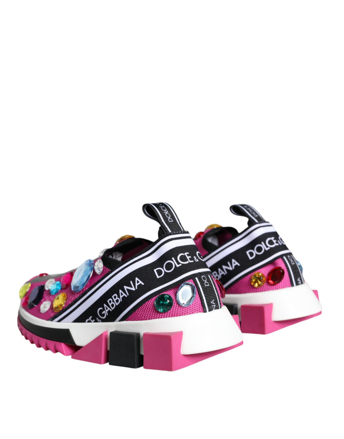 Dolce & Gabbana Pink Sorrento Crystals Low Top Sneakers