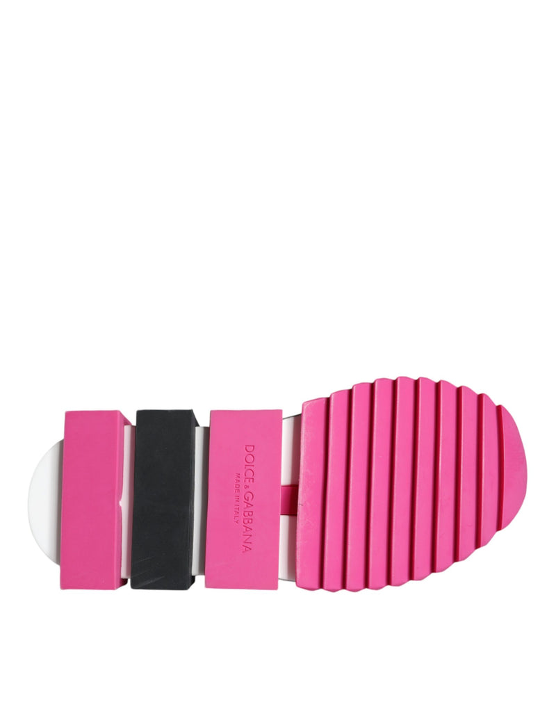 Dolce & Gabbana Pink Sorrento Crystals Low Top Sneakers