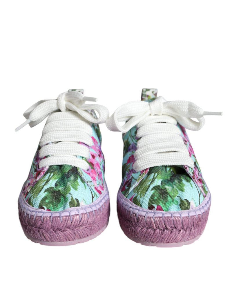 Dolce & Gabbana Multicolor Canvas Floral Espadrilles Sneakers