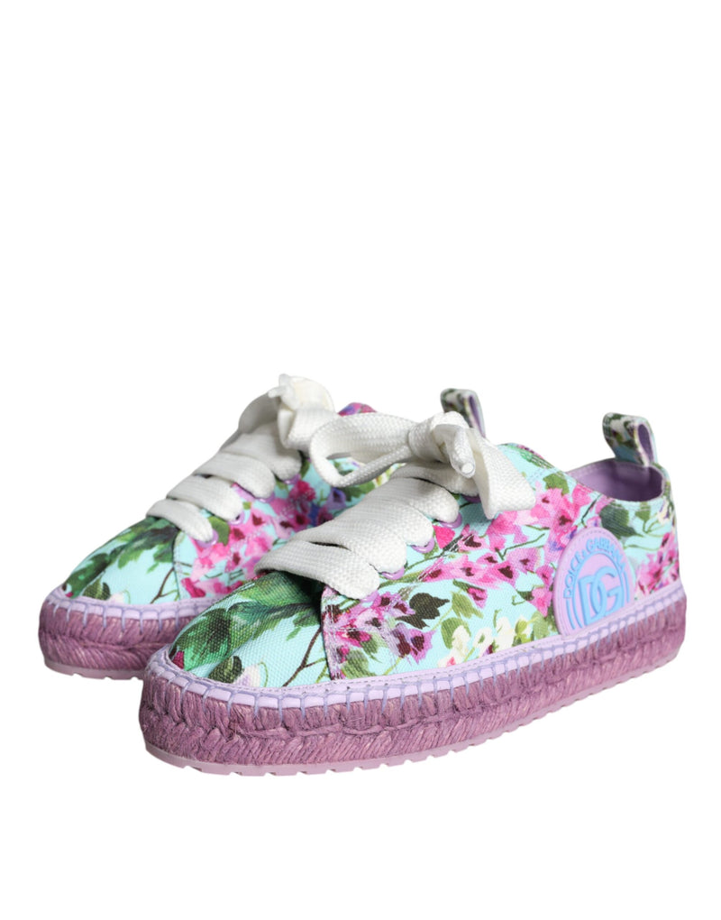 Dolce & Gabbana Multicolor Canvas Floral Espadrilles Sneakers