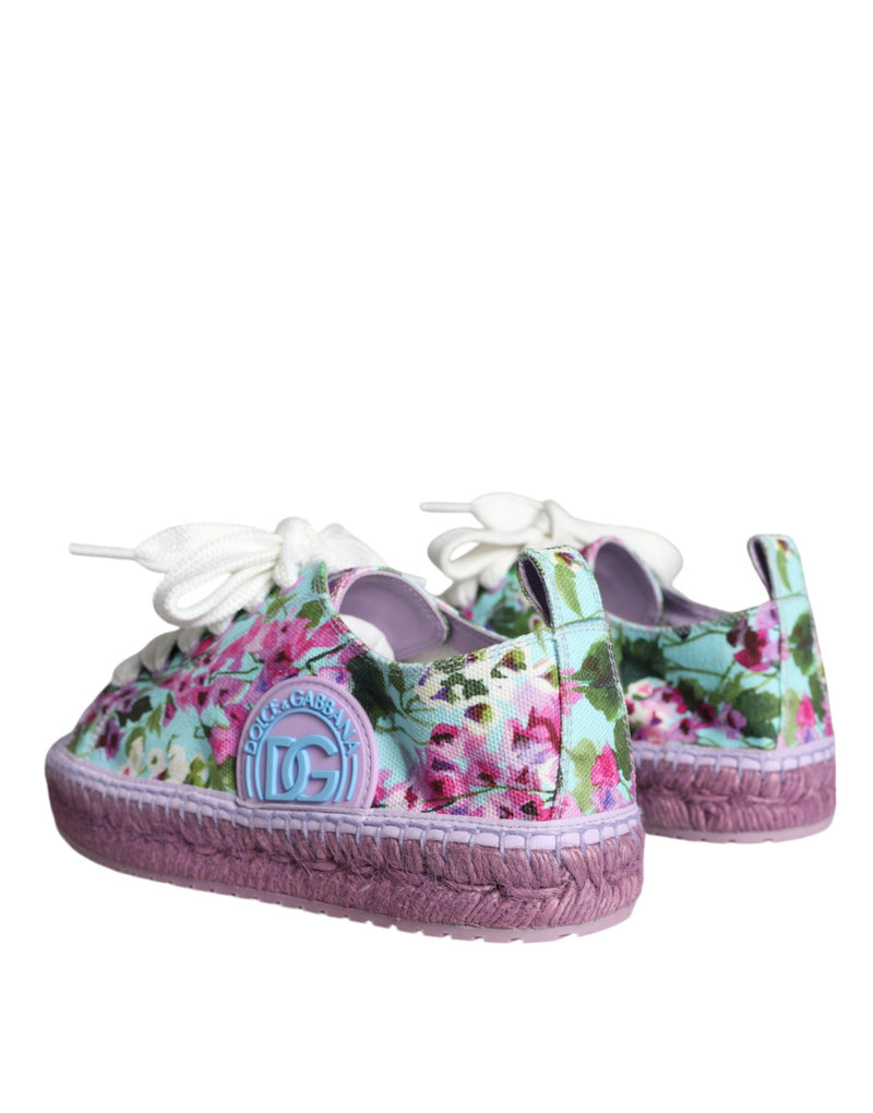 Dolce & Gabbana Multicolor Canvas Floral Espadrilles Sneakers