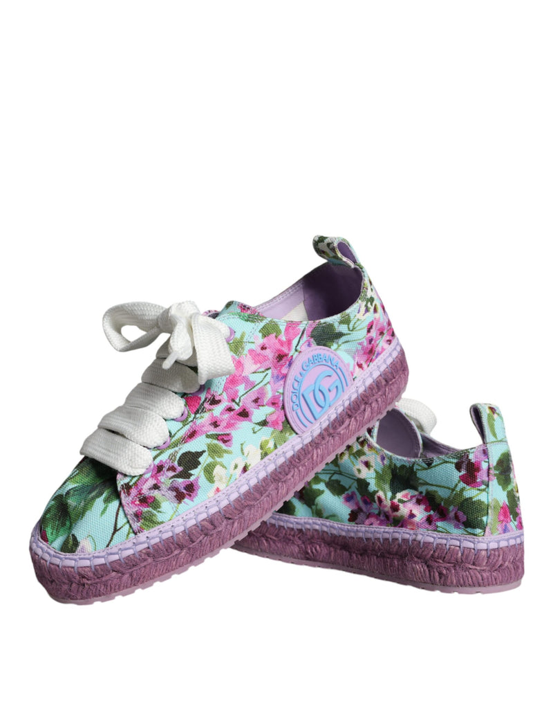 Dolce & Gabbana Multicolor Canvas Floral Espadrilles Sneakers
