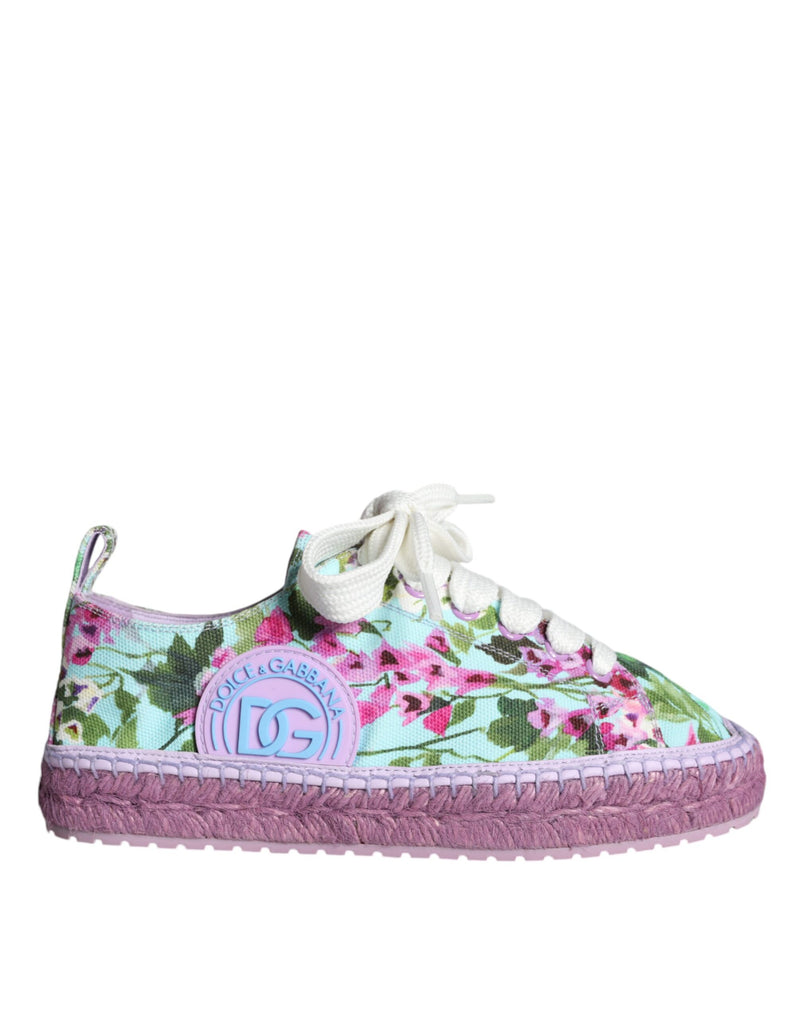 Dolce & Gabbana Multicolor Canvas Floral Espadrilles Sneakers