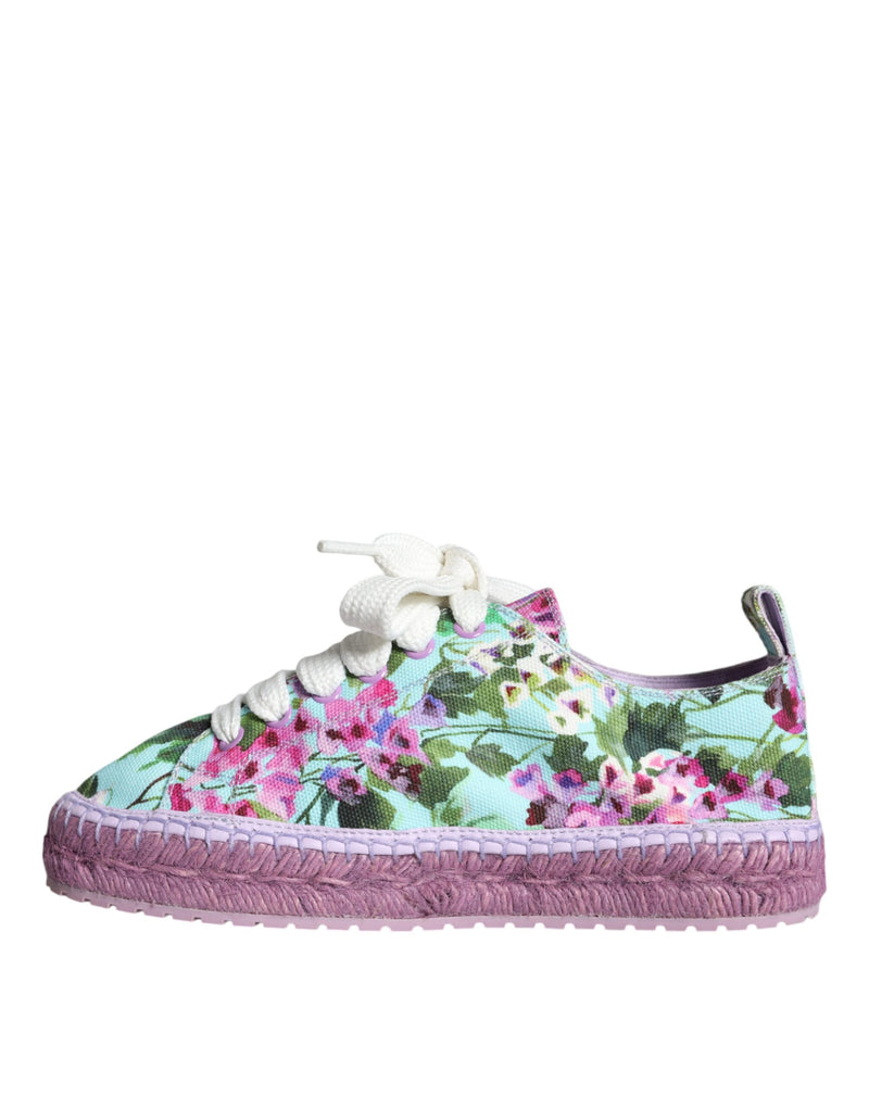 Dolce & Gabbana Multicolor Canvas Floral Espadrilles Sneakers