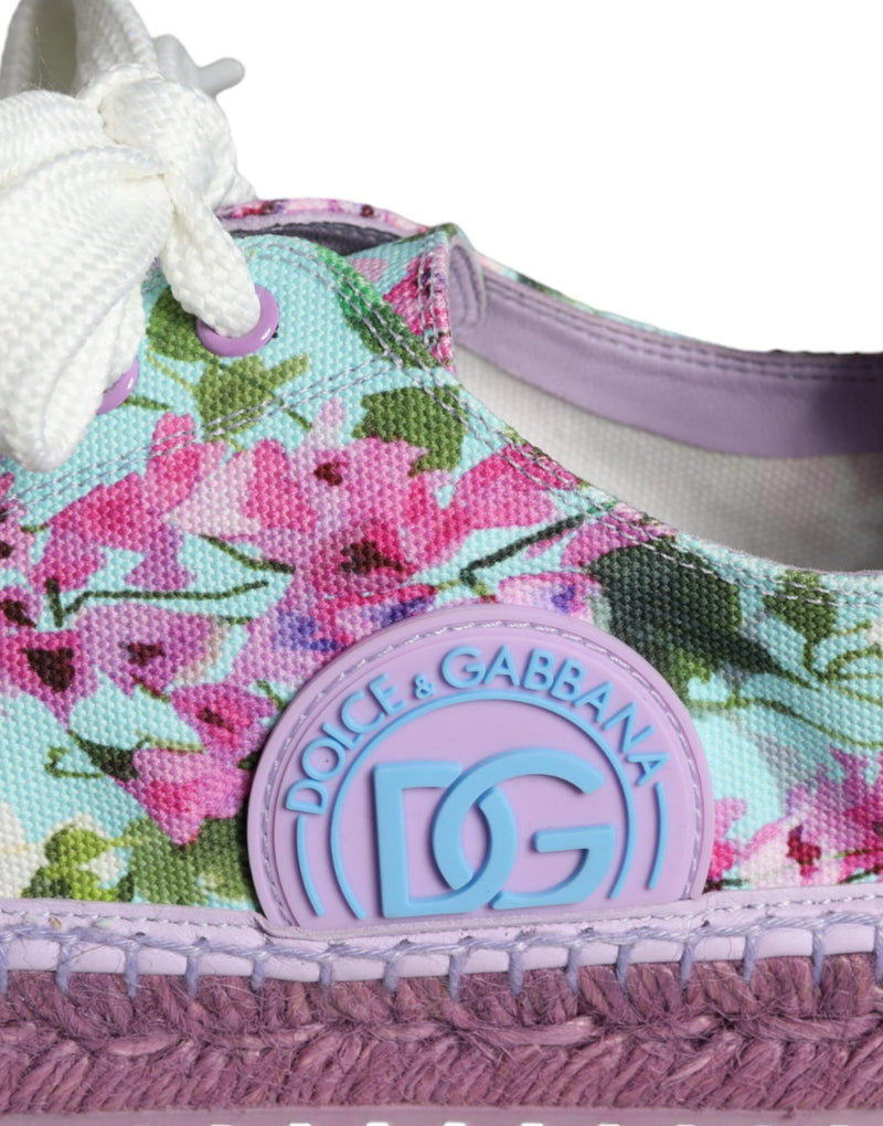 Dolce & Gabbana Multicolor Canvas Floral Espadrilles Sneakers