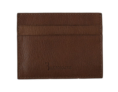 Portefeuille porte-cartes en cuir marron Billionaire Italian Couture