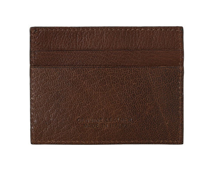 Portefeuille porte-cartes en cuir marron Billionaire Italian Couture