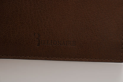 Portefeuille porte-cartes en cuir marron Billionaire Italian Couture