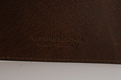 Portefeuille porte-cartes en cuir marron Billionaire Italian Couture