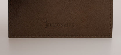 Portefeuille porte-cartes en cuir marron Billionaire Italian Couture