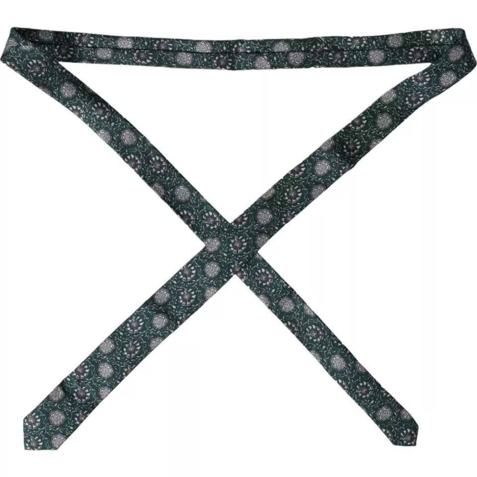 Cravate ajustable en soie à imprimé floral vert Dolce &amp; Gabbana pour homme