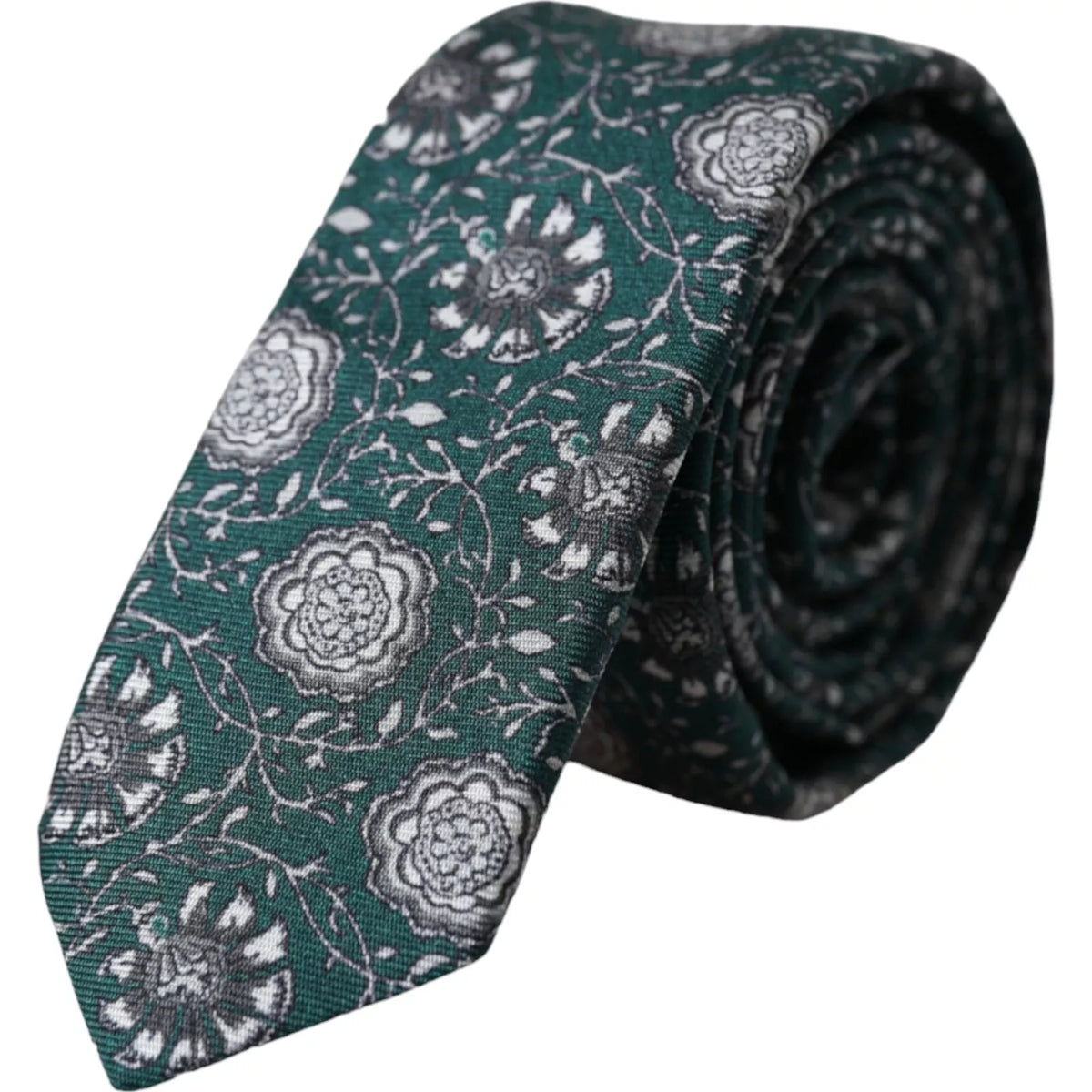 Cravate ajustable en soie à imprimé floral vert Dolce &amp; Gabbana pour homme