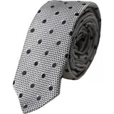 Cravate ajustable en soie fantaisie noire et blanche à pois Dolce &amp; Gabbana pour homme