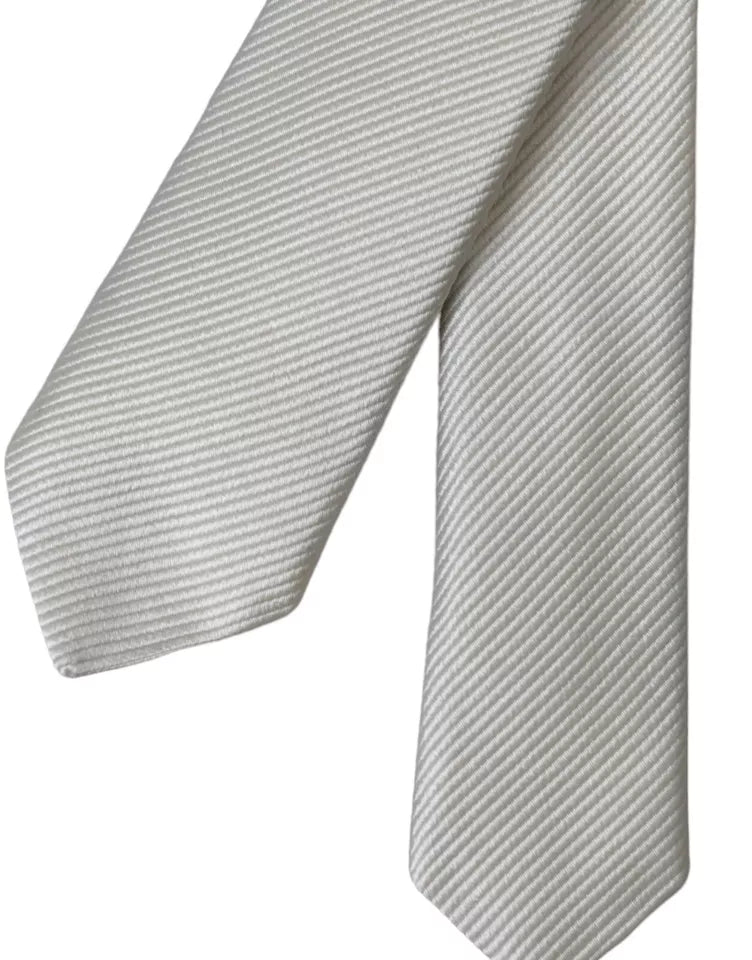 Cravate ajustable Dolce &amp; Gabbana blanche unie 100 % soie