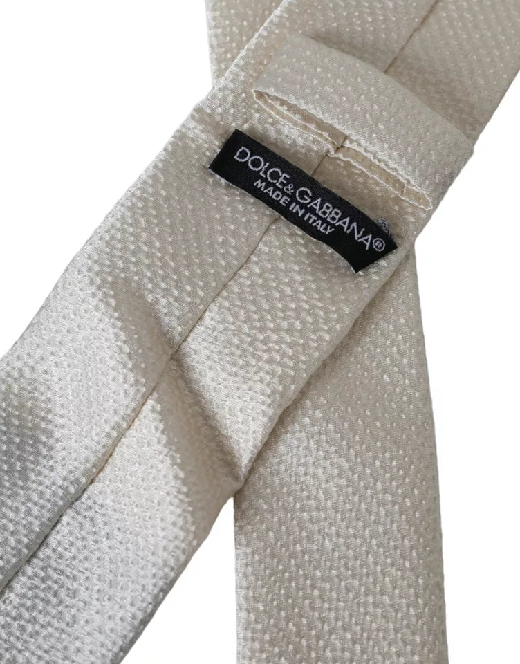 Cravate ajustable Dolce &amp; Gabbana Off White 100 % soie pour homme