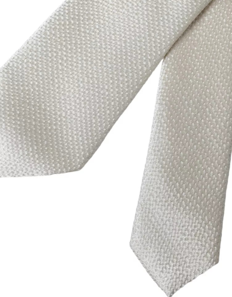 Cravate ajustable Dolce &amp; Gabbana Off White 100 % soie pour homme