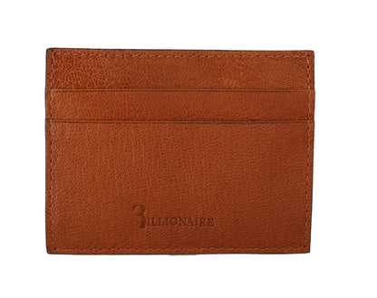 Portefeuille porte-cartes en cuir marron Billionaire Italian Couture