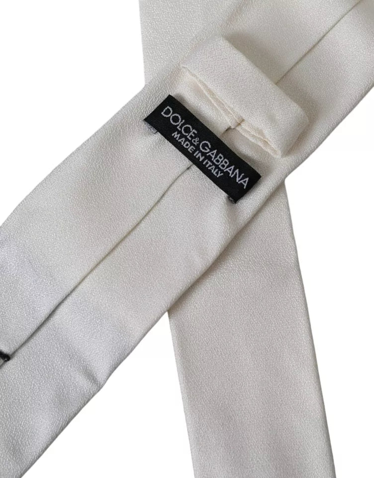 Cravate classique ajustable en soie blanche Dolce &amp; Gabbana pour homme