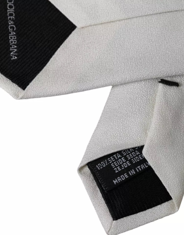 Cravate classique ajustable en soie blanche Dolce &amp; Gabbana pour homme