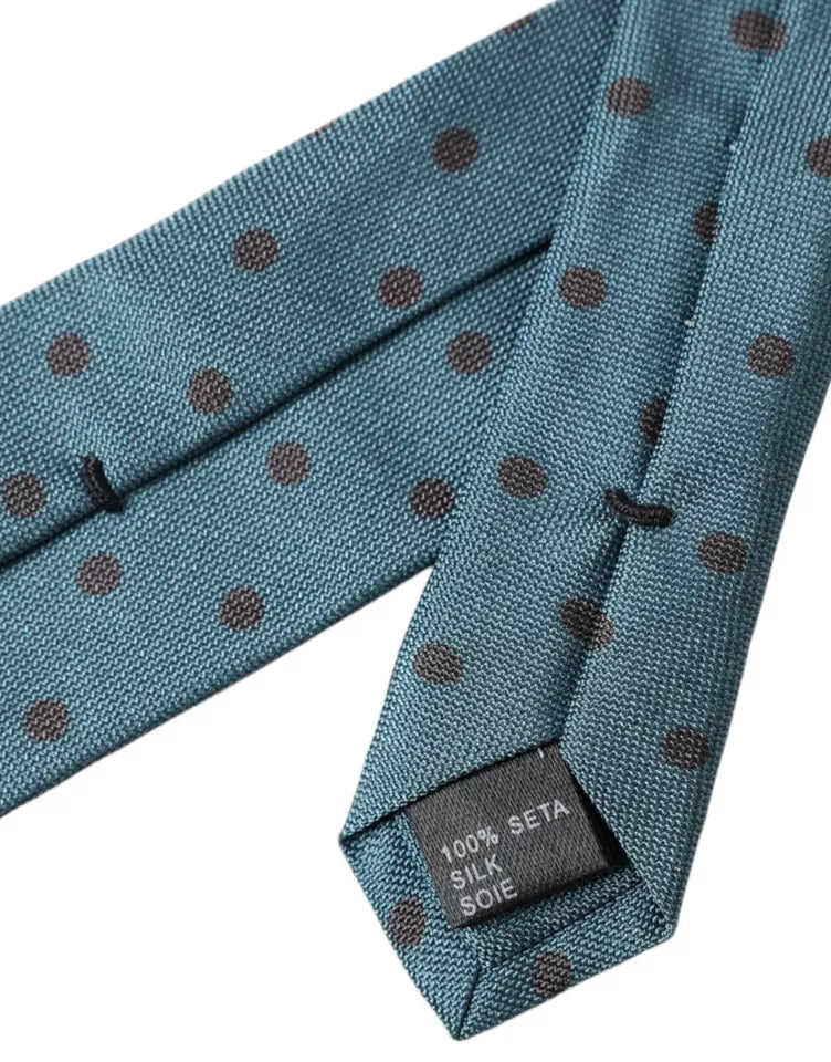 Dolce &amp; Gabbana Groene Zwarte Polka Dot Zijden Verstelbare Heren Stropdas