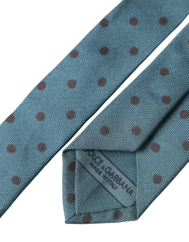 Dolce &amp; Gabbana Groene Zwarte Polka Dot Zijden Verstelbare Heren Stropdas