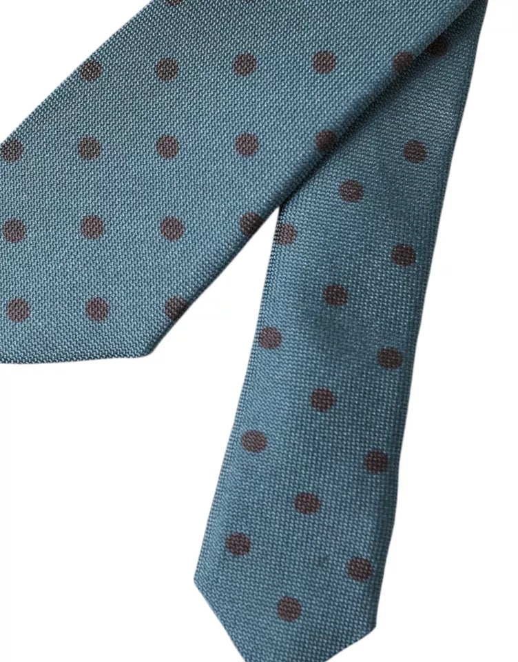 Dolce &amp; Gabbana Groene Zwarte Polka Dot Zijden Verstelbare Heren Stropdas