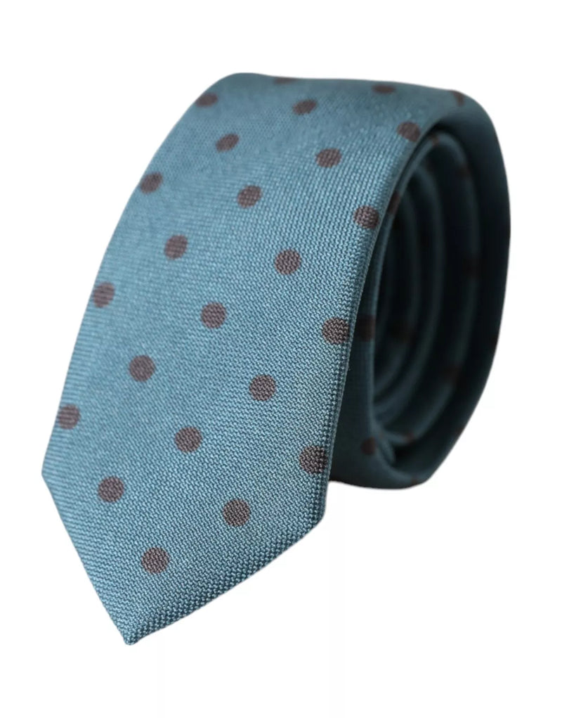 Dolce &amp; Gabbana Groene Zwarte Polka Dot Zijden Verstelbare Heren Stropdas