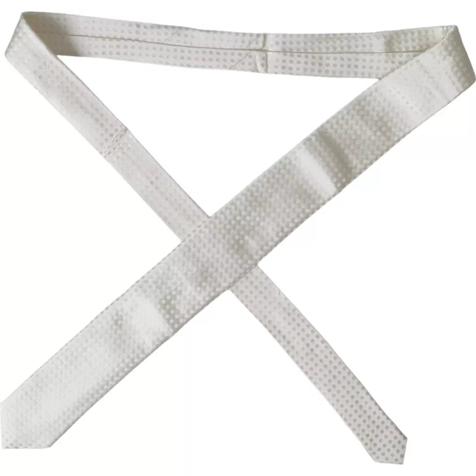Cravate classique ajustable en soie blanche à pois Dolce &amp; Gabbana pour homme