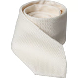 Cravate classique ajustable en soie à motifs blanc cassé Dolce &amp; Gabbana