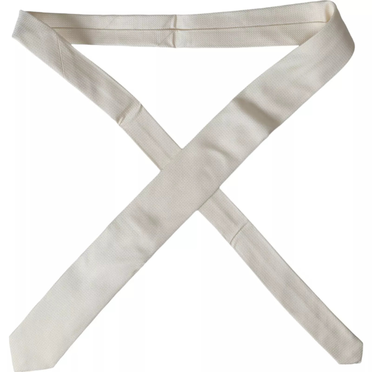 Cravate classique ajustable en soie à motifs blanc cassé Dolce &amp; Gabbana