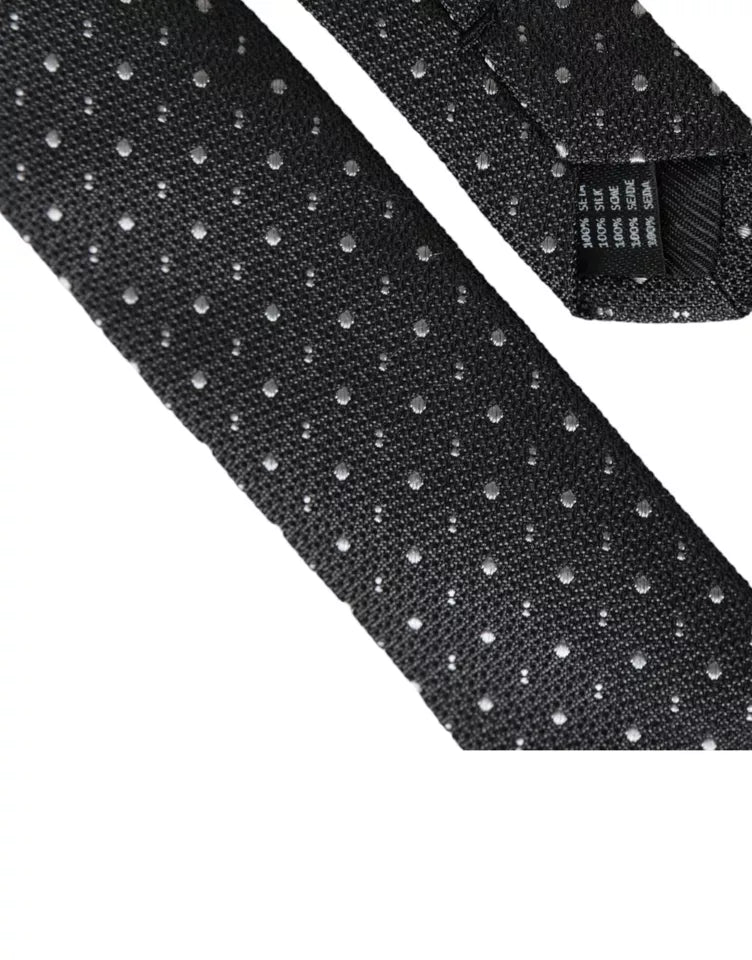Cravate ajustable en soie noire à pois Dolce &amp; Gabbana pour homme