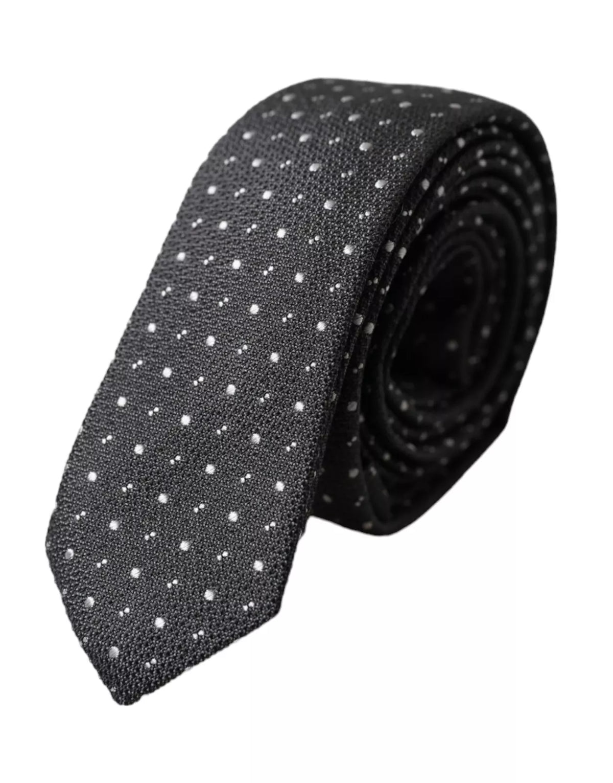 Cravate ajustable en soie noire à pois Dolce &amp; Gabbana pour homme