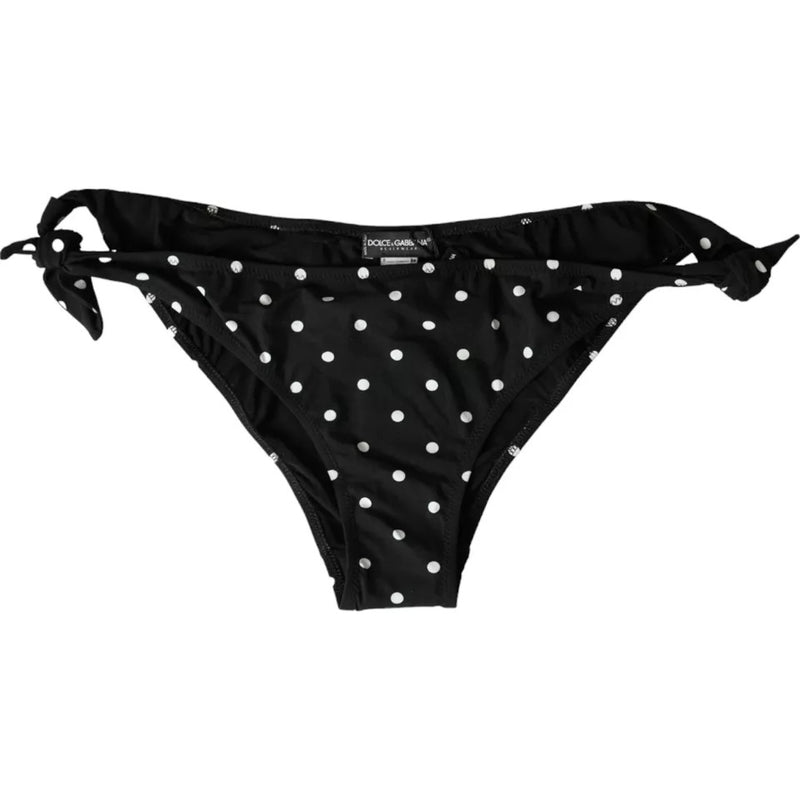 Dolce & Gabbana Black Polka Dot Bikini Bottom Swimwear