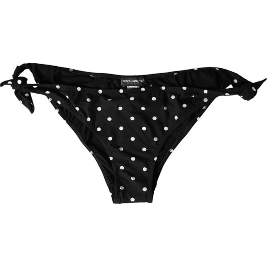 Dolce & Gabbana Black Polka Dot Bikini Bottom Swimwear