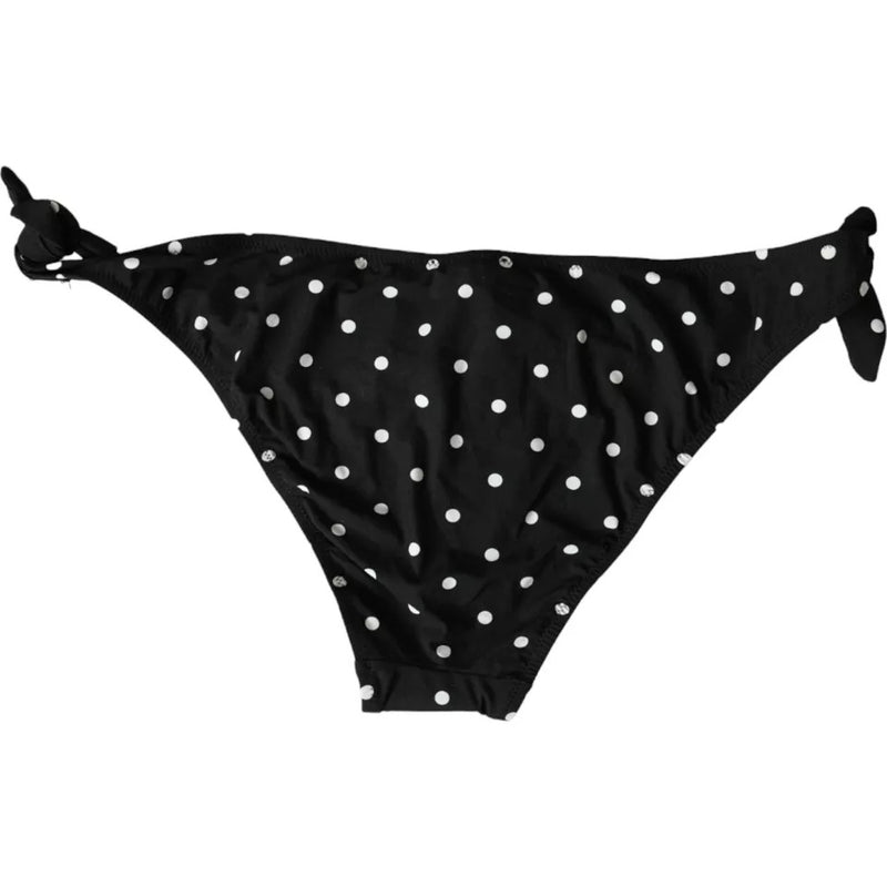 Dolce & Gabbana Black Polka Dot Bikini Bottom Swimwear