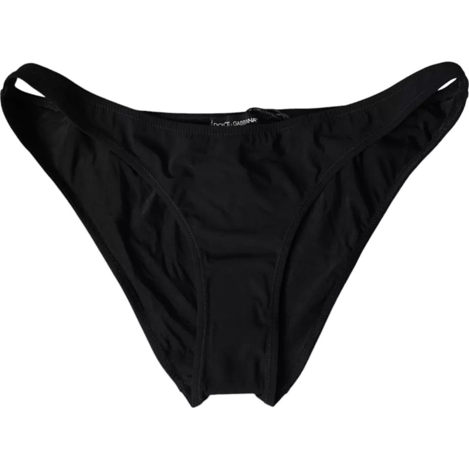 Dolce & Gabbana Black Nylon Bikini Bottom Swimwear