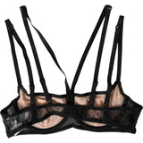 Dolce & Gabbana Black Floral Lace Balconcino Bra